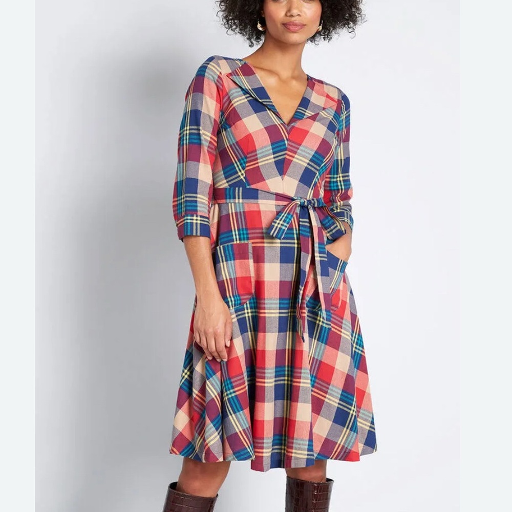 Modcloth Multicolor Plaid Dress
